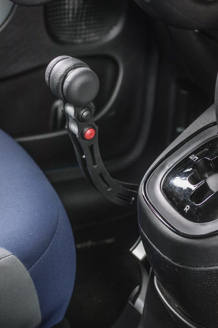 Handytech - Floor Mounted Push Brake with Electronic Button Accelerator